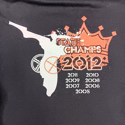Marksmanship Hoodie Mens Small Black State Champs 2012 Florida Print Drawstring