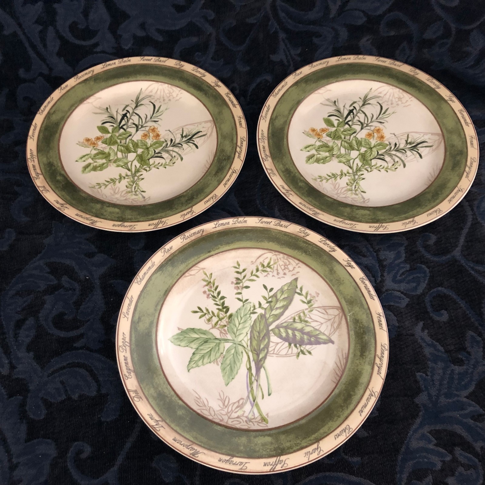 Three Bouquet Garni Salad Plates~PTS International Interiors  ~  8 1/8