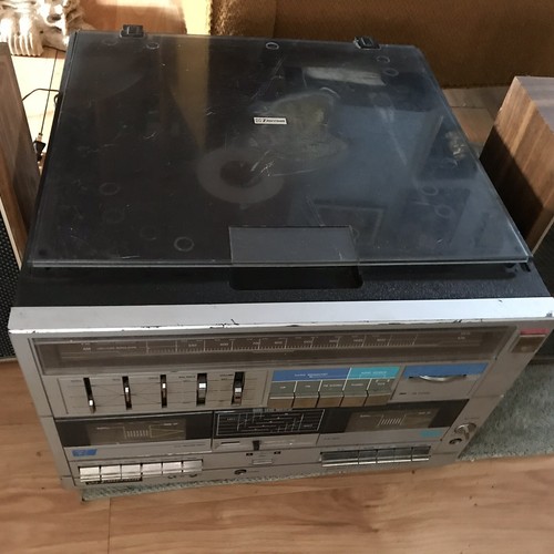 Vtg Emerson MC1433 Record Turntable AM/FM Dual Cassettee Stereo System w Speaker