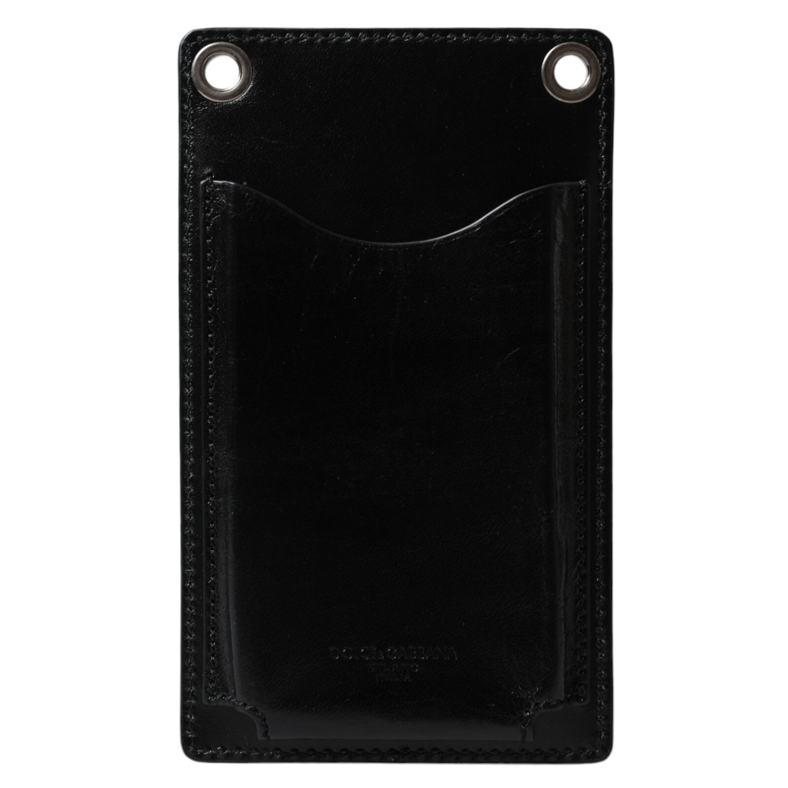 Pre-owned Dolce & Gabbana Wallet Black Calf Leather Zip Logo Shoulder Neck Strap 900usd