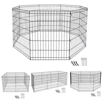 2X Dog Cat Fence Exercise Playpen Kennel 8 Panel Safe For Pet  Metal  30''