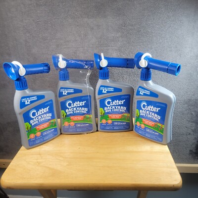 4pk Cutter Backyard Bug Control Spray Concentrate w/Hose End Sprayer 32 fl oz