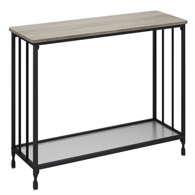 Console Table 2-Tier Tempered Glass Sofa Table for Entryway Metal Frame
