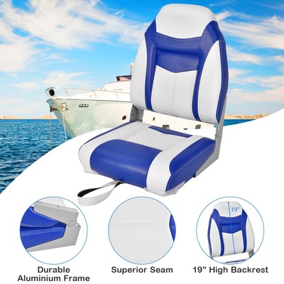 2 Pack High Back Folding Boat Seats with Sponge Cushion & Flexible Hinges