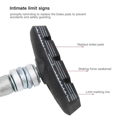 1 Pair 55mm Folding Bike Brakes Pads  VBrake Rubber Blocks With Nuts Mnj