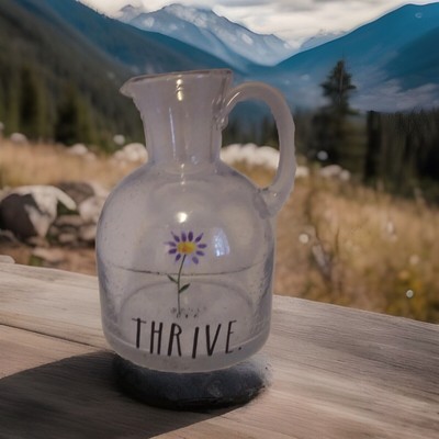 Glass Vase/ Pitcher. Rae Dunn Retired'' THRIVE'' piece