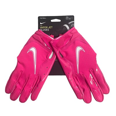 New Nike Vapor Jet 5.0 Football Gloves Hyper Pink Breast Cancer Awareness Sz 3XL
