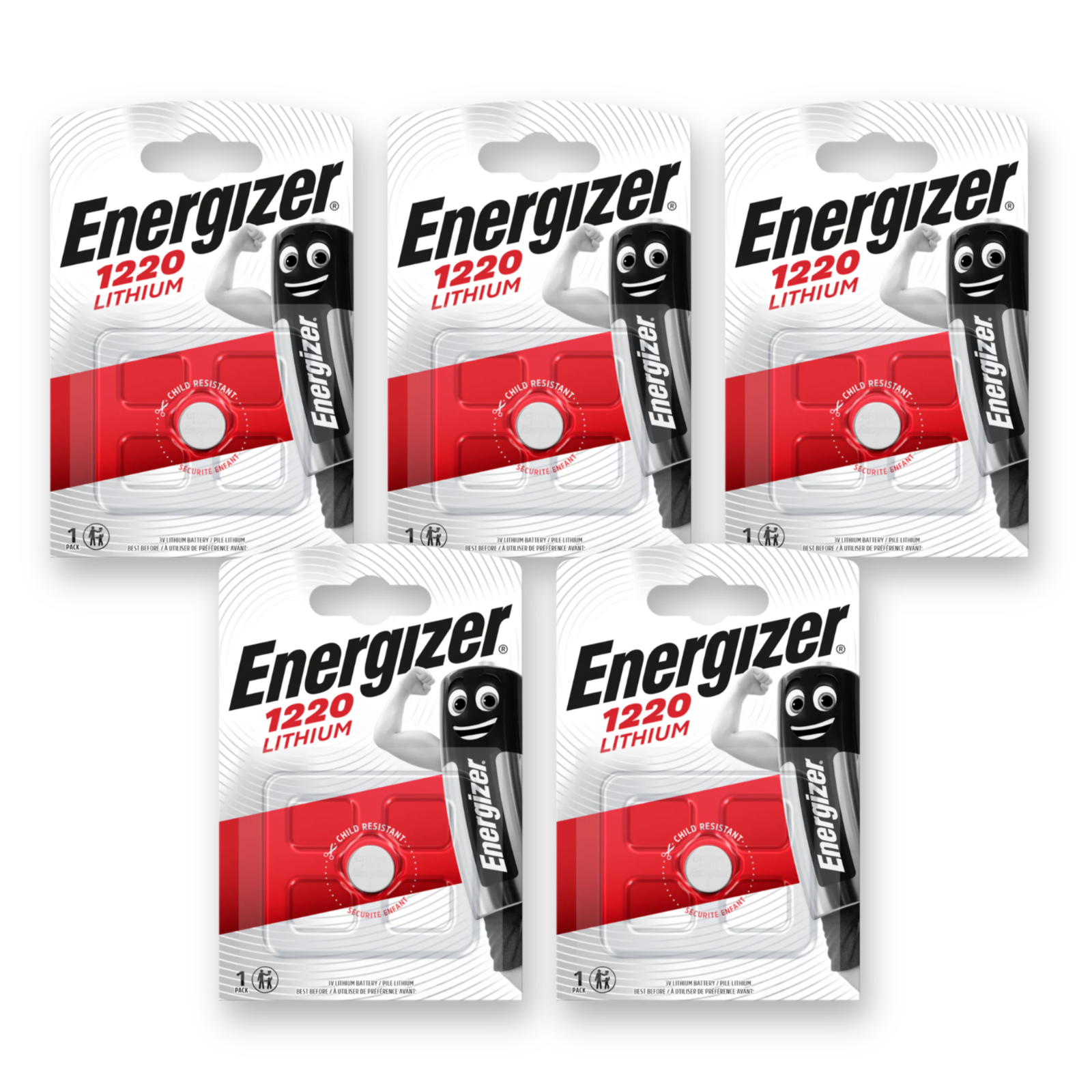5x ENERGIZER 1220 Batteries CR1220 3V Lithium Coin Cell BR1220 *EXPIRY 06/2033*