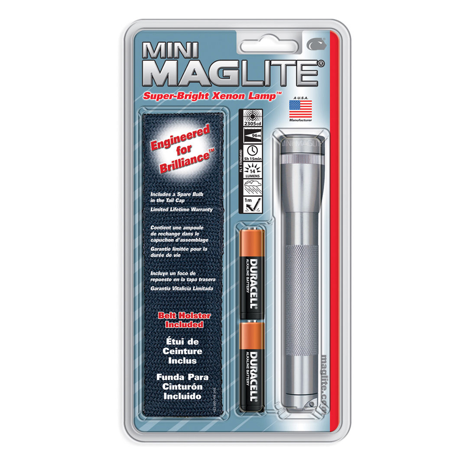 Maglite MiniMag Flashlight AA Holster Pack Gray Pewter SM2A09H