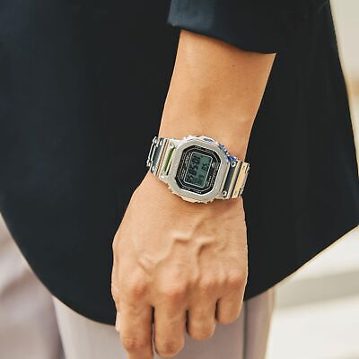 Pre-owned Casio G-shock Gmw-b5000d-1jf Solar Radio Bluetooth Metal Case Digital Men Watch