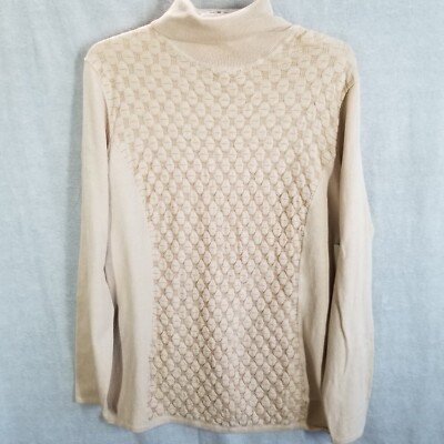 NWT REBA Womens Large Pullover Turtleneck Shirt Sweater Knit Top Harmony Oatmeal
