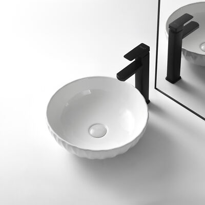 Vessel Sink White Bathroom Sink Above Counter Porcelain Ceramic Small Sink Bowl