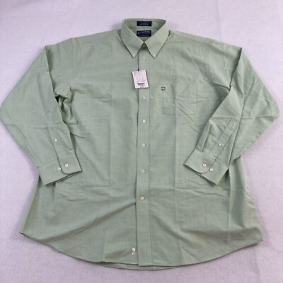 Stafford The Oxford Shirt Mens 17.5 36-37 Green Button Down Long Sleeve Classic
