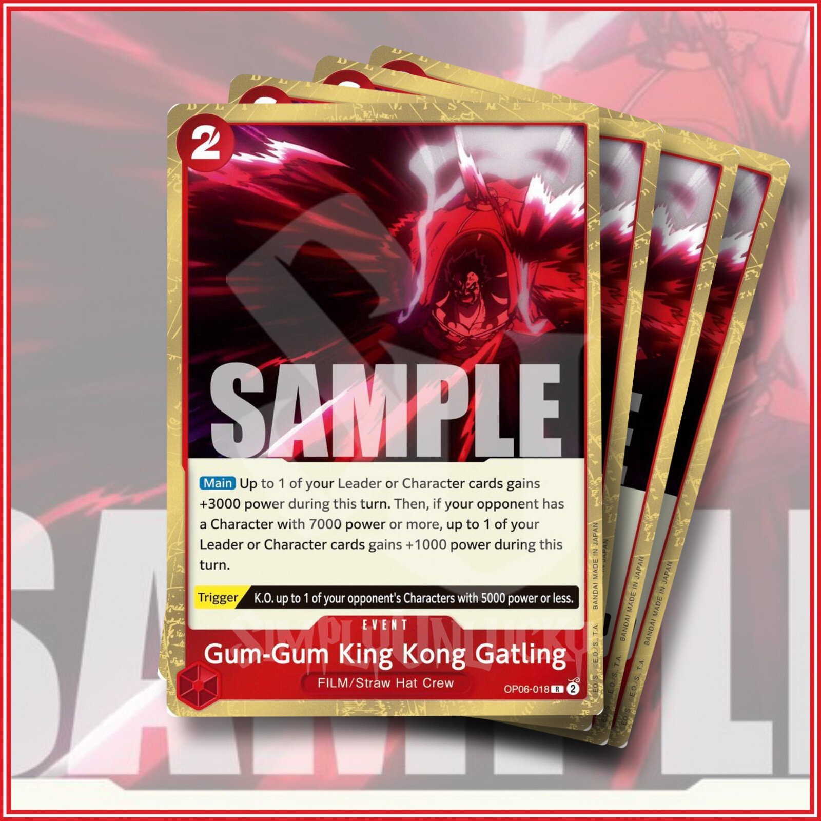 ONE PIECE TCG: Gum-Gum King Kong Gatling OP06-018 x4 Rare