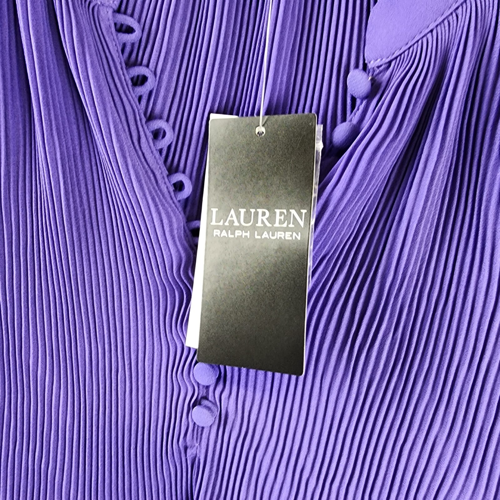 Lauren Ralph Lauren Ruched 1/4-Placket Top Womens XS Violet Amthyst Long Sleeve - Picture 6 of 12