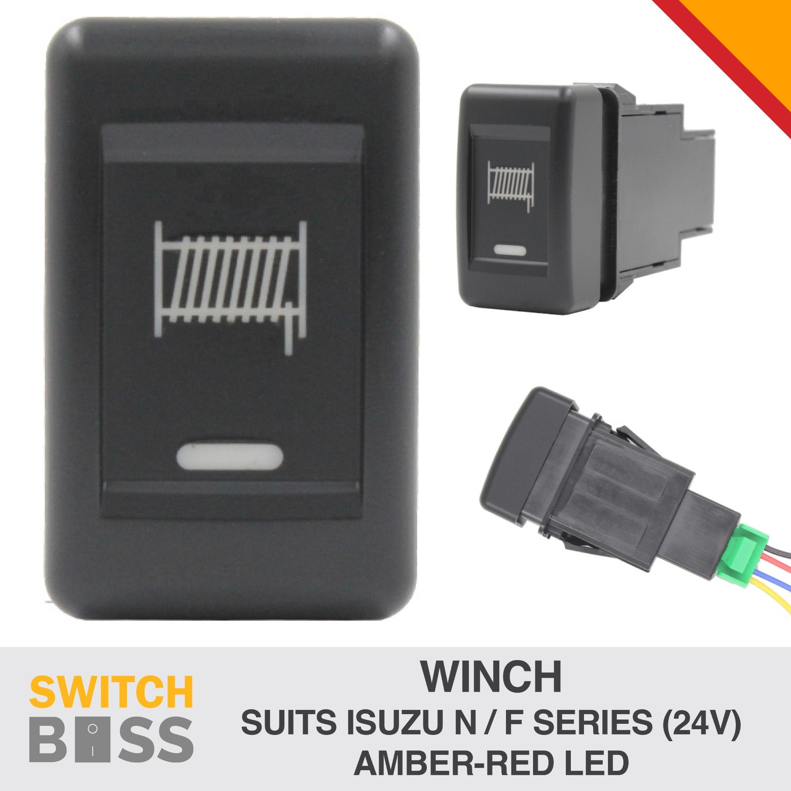 WINCH Amber-Red Push Switch for ISUZU TRUCK F & N Series 24v NPR NPS