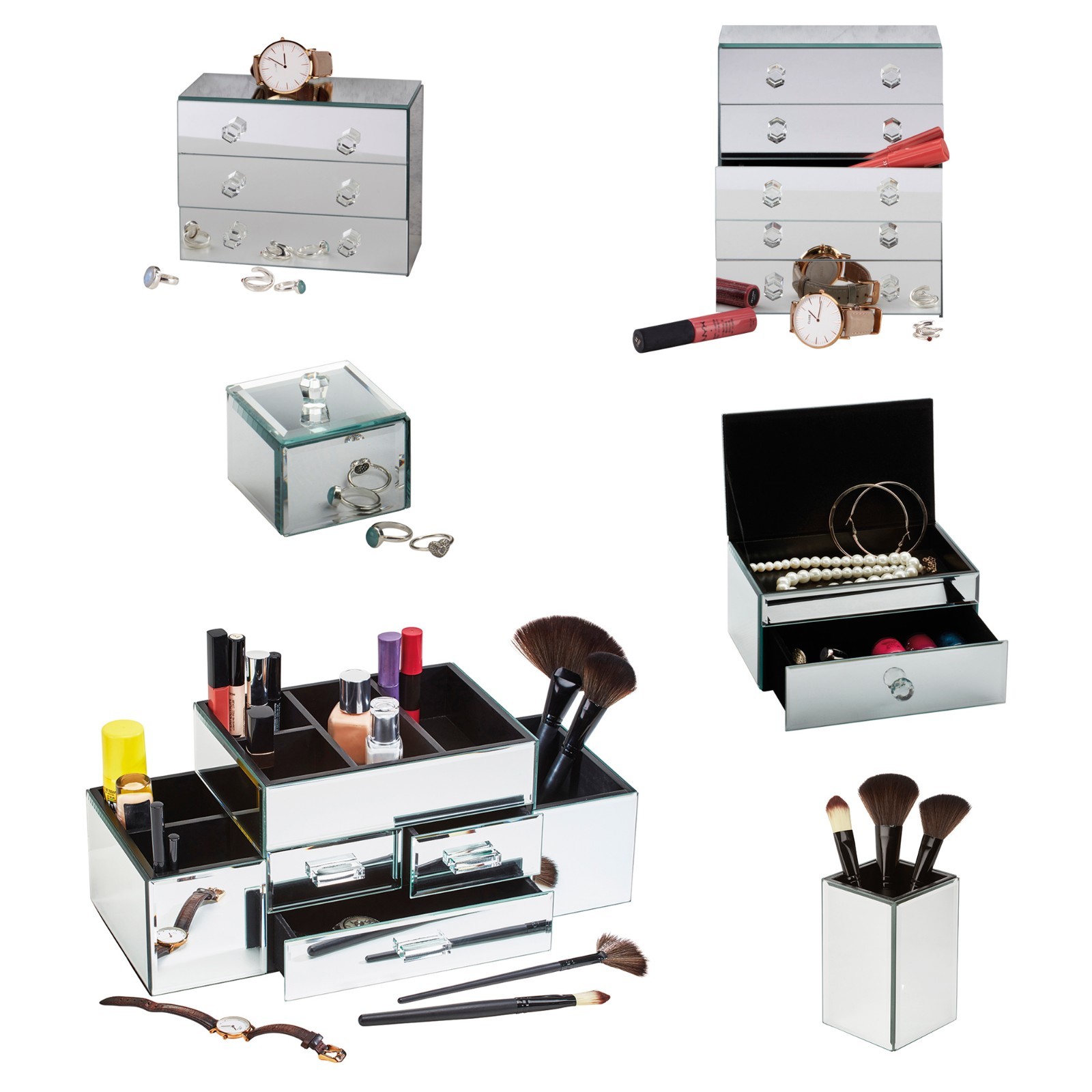 Mirrored Jewellery Box Trinket Storage Make Up Organiser Drawer