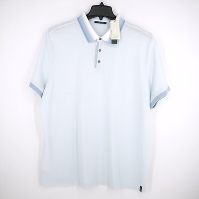 Perry Ellis Principles Men's Polo Shirt XXL 2XL Blue White Solid NWT $59.50