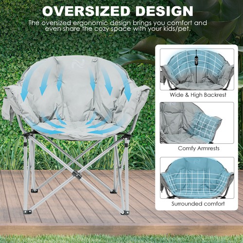 NAIZEA Oversized Camping Chair, Portable Folding Chairs Lounge with Side Pocket