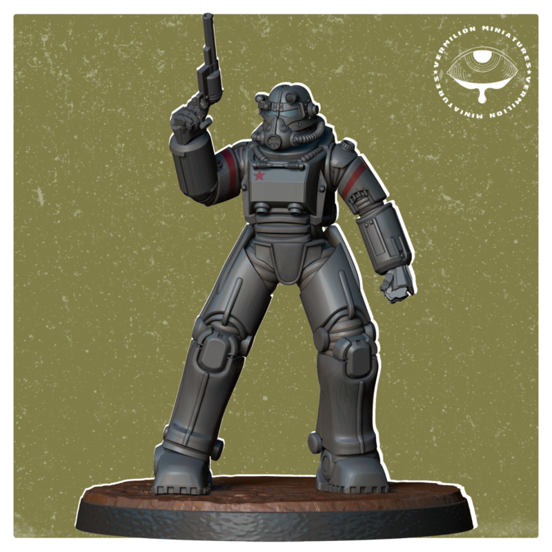 Power Armor Soldier B | Bear Force | Vermillion | D&D Wargaming 3D Printed Mini