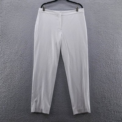 Talbots Womens Light Gray White Micro Striped Tapered Dress Pants Size 12