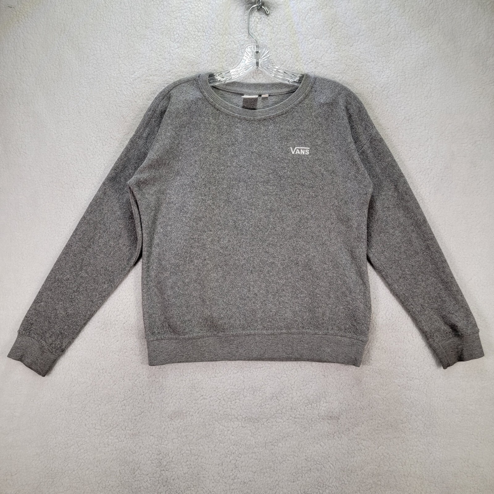 Vans Women Sweater Size XS Gray Crew Neck Knit Logo Classic