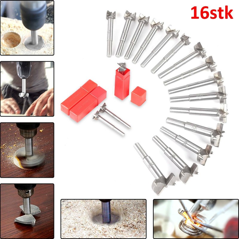 16 tlg Forstnerbohrer Holzbohrer Astlochbohrer Topfbohrer Set Ø15mm bis 35mm DE