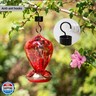 LaElvish Garden 2 Packs Hummingbird Feeder for Outdoors Hanging, 34OZ and 32OZ Hand Blown Glass Hummingbird Feeders for Outside, Red and Teal
