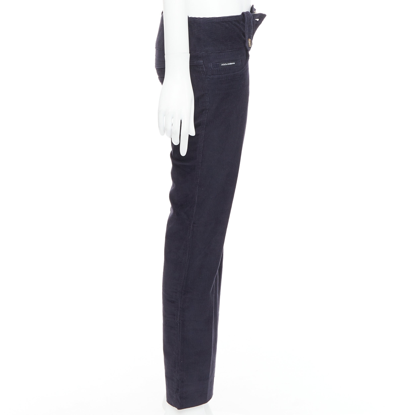DOLCE GABBANA black corduroy DG logo button flared pants DOLCE GABBANA black corduroy DG logo button flared pants