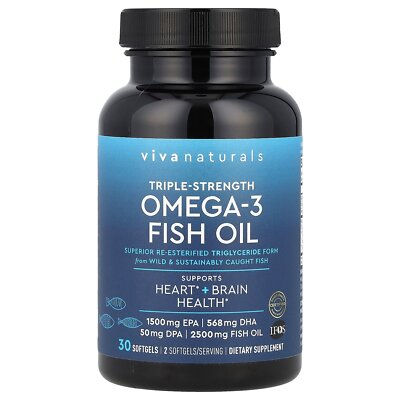 Omega-3 Fish Oil, Triple-Strength, 30 Softgels
