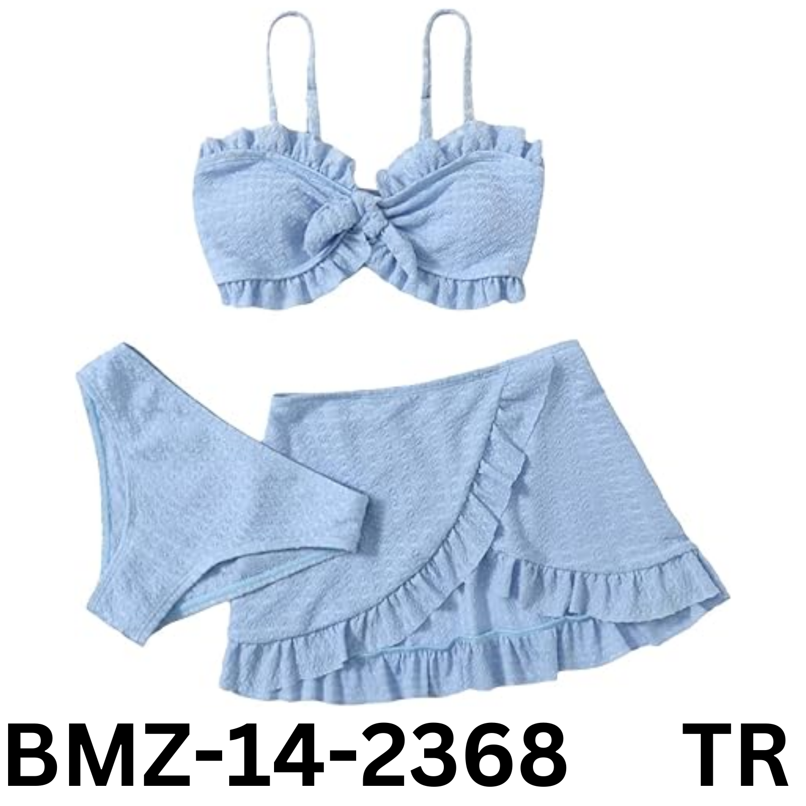 SHENHE Girl's 3 Piece Cute High Waisted Ruffle Trim Swimsuit Bikini Sets, Sz 9Y