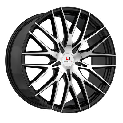 24'' Cavallo CLV-45 Gloss Black & Machined 24x9 Wheel 5x115 5x120 34mm Rim