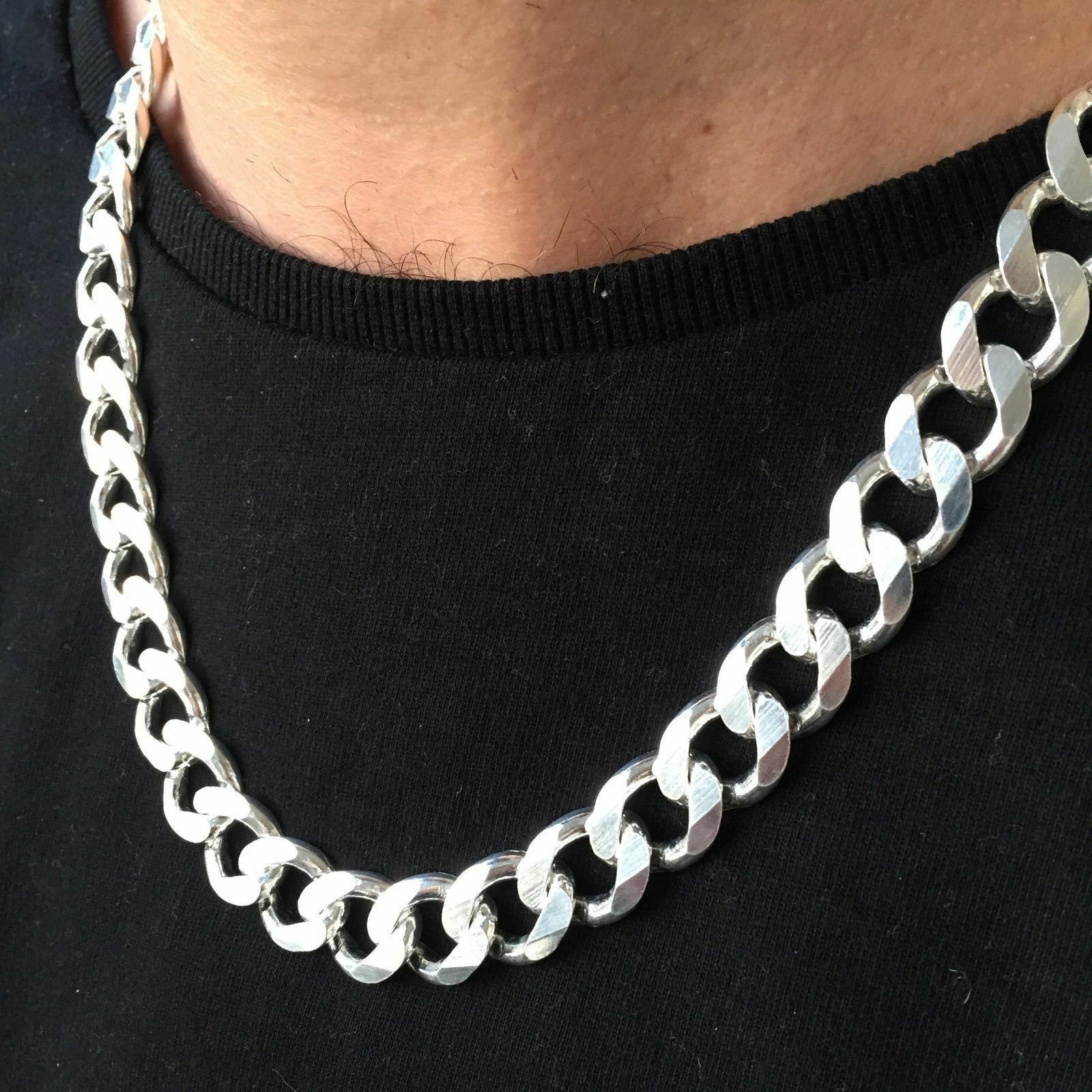 Pre-owned Handmade Men Miami Cuban Link Chain 11mm 118gr 24 Inch Solid 925 Sterling Silver