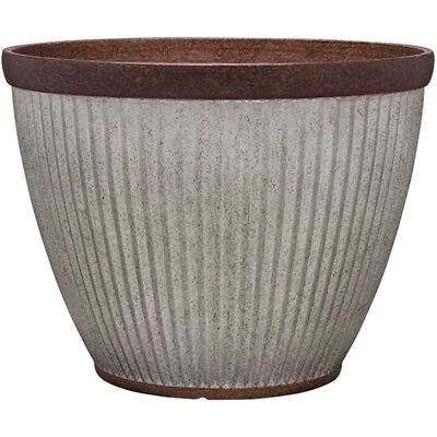 Southern Patio Westlake Pleated Planter with Galvanized Finish, Silver, 10in