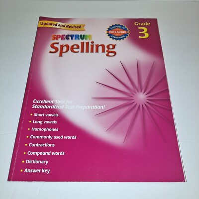 Spectrum Spelling Grade 3 Wookbook Carson-Dellosa Homeschooling