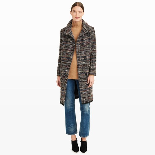 Pre-owned Club Monaco Women Pavla Tweed Coat Blue Multi/color Sz Small/petite In Multicolor