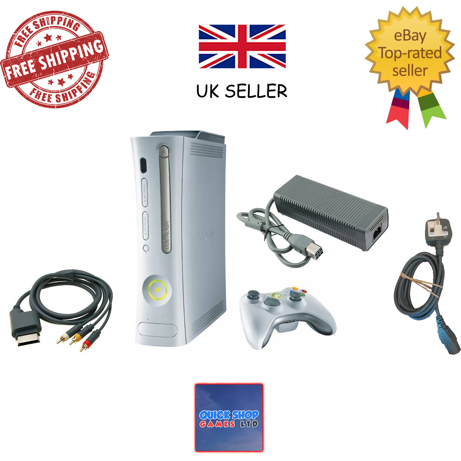 XBox360 60G XBOX 360 CONSOLE WHITE 60GB complete set up tested