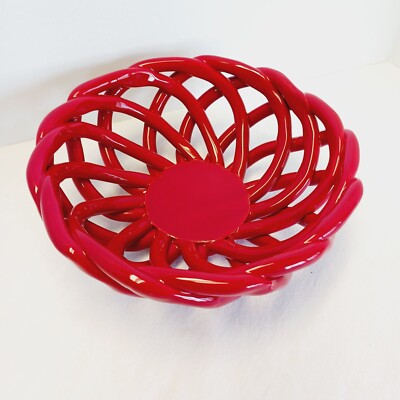 Braid Bread Basket or Fruit Basket Ceramic Farmhouse Microwave Oven Safe