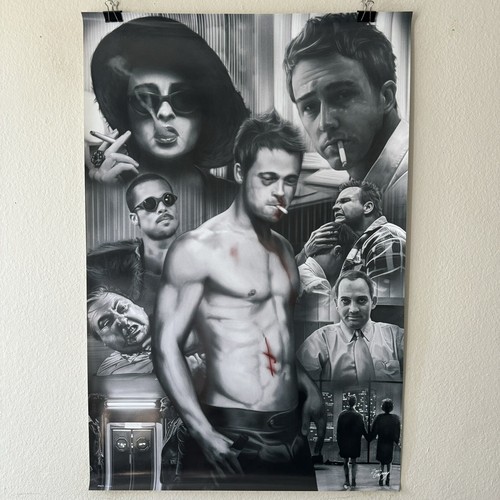 Poster: Fight Club Movie Brad Pitt Collage Art By Zach