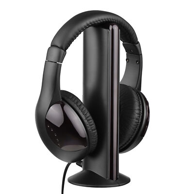 5 in 1 Wireless Cordless Headphones Headset with Mic for TV Watching Radio J4E3