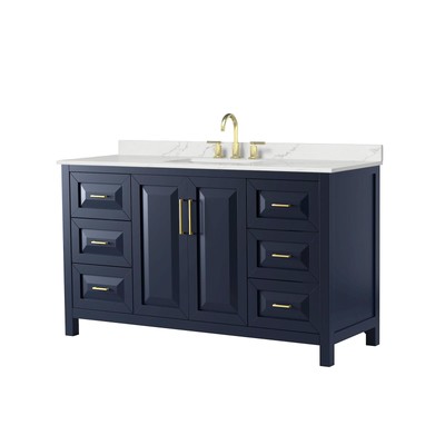 Wyndham Collection WCV252560S-QTZ-US3MXX Daria 60'' - Dark Blue / Giotto Quartz