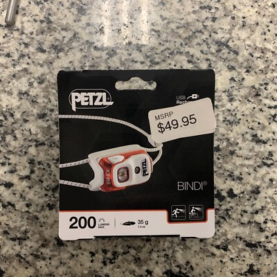 PETZL Bindi Ultra Light  Rechargeable Headlamp with 200 Lumens - New!