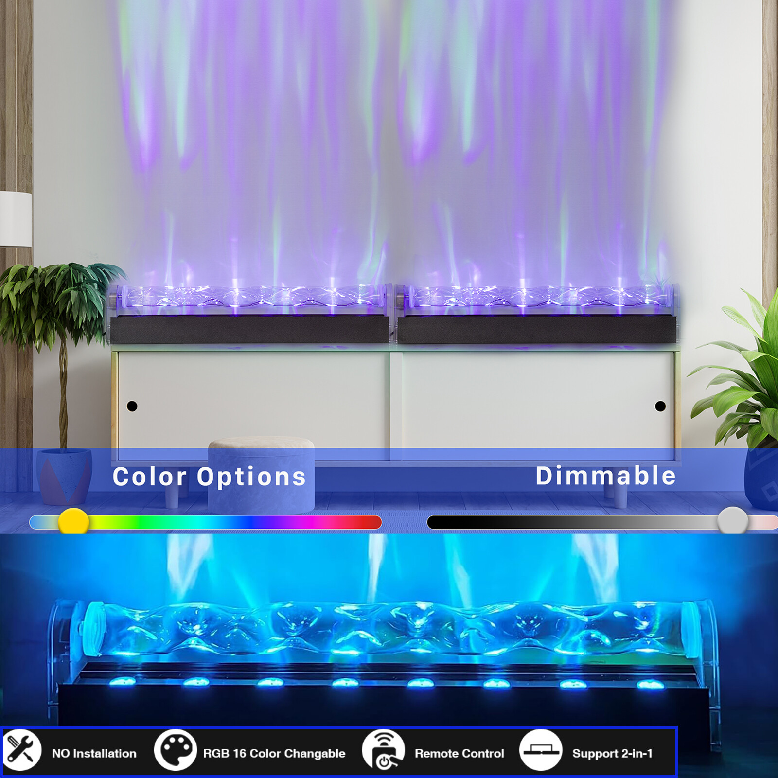 33/39in RGBW Ocean Wave Light Colorful Water Ripple Light Projector Music Sync