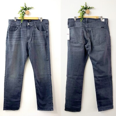 Hudson NWT Byron Straight Leg Jeans Zip Fly Gray Men s Size 36