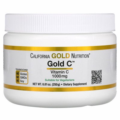 California Gold Nutrition Витамин C 8, 81 унция, 250 г, без молока, без яиц, с рыбой