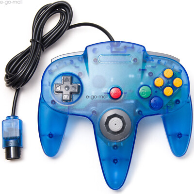 Classic N64 Wired Controller Joystick Remote for Nintendo N64 -Transparent Blue