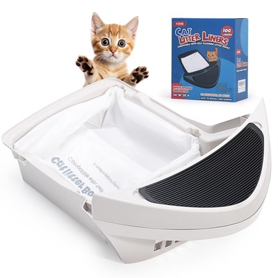 KONE 100 Pack Litter Box Robot 3 and 4 Waste Bags, Self-cleaning Cat Litter B...