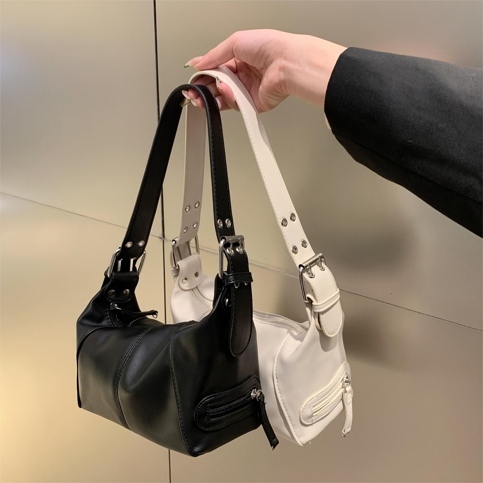 バッグ leather one shoulder bag black y2k y2k one shoulder bag vintage pu leather tote bag - Temu Georgia
