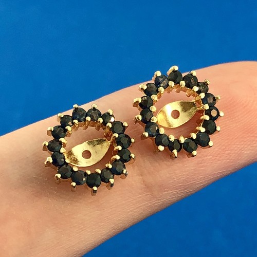 Estate 14K Yellow Gold Blue Sapphire Earring Jackets