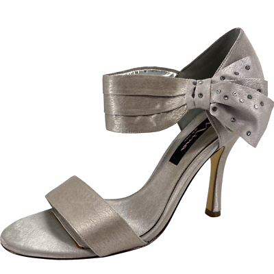 Women s Nina Formal Gray Satin Stiletto Heels Shoes Pleated